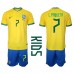 Brasilien Lucas Paqueta #7 Barnkläder Hemma matchtröja till baby VM 2022 Kortärmad (+ Korta byxor) Billigt